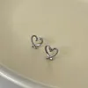 Stud Earrings Heart Shaped For Women Ear Cuff Fashion Hollow Gold Color Silver Jewelry Gift Suitable Girls Wholesale