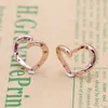 Stud Earrings Genuine 925 Sterling Silver Pan Earring Rose Bright Heart For Women Wedding Party Gift Europe Fashion Jewelry