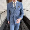 Herrenanzüge Blazer Herrenanzüge Zweireihig Neuestes Design Bräutigam Hochzeit Bühne Smoking Bestes Kostüm Homme Slim Fit Business Social 3 Stück 230505