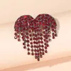 Rouge gland coeur forme broches pour femmes unisexe brillant cristal strass broche broches vêtements manteau décor bijoux cadeaux