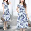 Casual Dresses Loose Party Casual Dress Sundress Plus Size Women kläder tryck Elegant o-hals Kort ärm Summer Straight Natural 230505