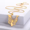 Naszyjniki wiszące Dainty duże listy motyli dla kobiet dziewczyna biżuteria