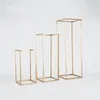 Party Decoration 4 Pcs Shiny Gold Iron Plinths Pillar Cake Holder Metal Frame Backdrops Wedding Centerpiece Flower Stand Home Crafts Rack