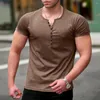 Heren t shirts stijlvolle mannen t-shirt v-neck skin-touching zomer stevige kleur slanke fit tee top