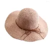 Wide Brim Hats Sweet Lady Sun Hat Lightweight Strap Decor Portable Summer Holiday Women Beach Cap Straw Anti-UV