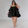 プラスサイズのドレスサイズイブニングドレスフリルショートルーズパーティードレス女性デザインファッションエレガントな衣装2023スプリングカジュアルラグジュアリーガウン230504