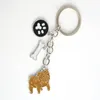 Keychains Shar Pei Dog Charm Key Kedjor för bilväska Vitt guldfärg Metall Zinklegering Sharpei Pendant Män kvinnor Keychain Ring Holder