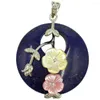 Pendant Necklaces Crystal Lapis Lazuli Blue Sand Tiger Eye Opal Howlite Carnelian Goldstone Shell Round Flower Bead 1Pcs WFH667