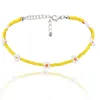 Choker Personnalité Couleur Perlé Ethnique Collier Bracelet Cheville Creative Perle De Riz Tissé Marguerite Femme