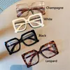 Sunglasses Oversized Eyeglass Frames For Women Trendy Classic Square Transparent Computer Optical Lenses Anti Blue Light Glasses Eyewear