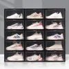 Sko Storage Clear Multicolor Shoe Box Foldbar förvaring Plasten Transparent Home Organizer Stapelbar Display Superimiserade kombinationsskor Behållare Skåp