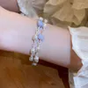 Strand 2023 Korean oregelbunden pärla dubbellager armband mode elegant enkla söta kvinnors smycken
