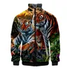 Heren Hoodies Sweatshirts Est 3D Gedrukte Tiger Hip Hop Jacket Men Streetwear Coat Male Stand Kraag Spring Autumn Casual Harajuku Sweatshi