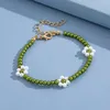 Bracelets de charme Aprilwell Bohemian Green Breaded Bracelet para mulheres A estética simples flor fofa 2023 Trendy Cains Roupeding Jewelry feminino