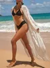Damskie stroje kąpielowe długie rękawowe pokrywka na plażę długą swetra 2021 Nowy seksowna koronkowa sukienka plażowa Kobiety bikini ukryć wakacyjną spódnicę Lady Swir T230505
