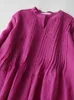 Casual Dresses 2023 Summer Ladies Cotton Linen Dress Fashion Women's Thin Ramie Elegant Organ Pleated Loose Flowy Short Sleeve