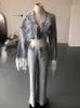 S Trackuitsuits DEAT 2023 Autunno Arrivals Long Wassel Single Button Denim Short Jackethigh Wions Full Full Set Women 359 230505