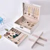 Pudełka biżuterii PU skórzane pudełko do przechowywania biżuterii przenośne podwójne opakowanie pudełko w europejskim stylu wielofunkcyjnym prezent zimowy 230505