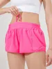 L-068 Hotty Women High Waisted Athletic Shorts with Liner and Zip Pocket Running Workout Gym Yoga Sexy Hot Shorts