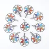 Pendant Necklaces 10Pcs Jewelry Multicolor Natural Gem Stone Leaf Flower Round Healing Reiki Chakra Charm Bead IN3267Pendant