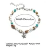 Anklets Conch Starfish Pendant Beach Anklet For Women Girls Summer Supply Bohemia Ankle Chain Jewelry Gift D88