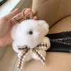 14cm/5.5" Real Genuine Rabbit Fur Bear Keychain Bag Charm Purse Car Phone Pendant Kids Toys