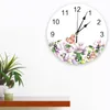 Horloges murales fleur papillon peint à la main Simple PVC horloge numérique Design moderne salon décor grande montre muet suspendu