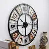 Wall Clocks Vintage Living Room Decorative Clock Round Digital Metal Mute Sweep Home Bedroom Porch Quartz Watch Decoration