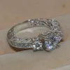 Vintage Three Stone Lab Diamond Promise Ring 925 Silver Engagement Wedding Band Ringen voor vrouwen Bruids Party Sieraden