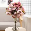 Fleurs décoratives Classique Européen Pivoine Rétro Fleur Artificielle Haute Qualité Faux Rose Home Party Soie Mariage Banquet Table Bouquet