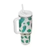 Colorful Diamond Cow Water Bottle Insulated Cup Bling Rhinestone Stainless Steel 40oz handle Tumbler with lid and straw Wholesale