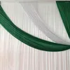 Parti Dekorasyonu 3M HX 3MW Beyaz Perde Yeşil Gümüş Pullu Drape Düğün Fonu