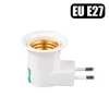 Practical White Lamp Holders E27 LED Light Socket To EU Plug Adapter Converter ON/OFF For Bulb Lamp