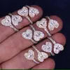 Wedding Rings Geometric Heart Square Charm Iced Out Bling 5A CZ Women Ring Top Quality Open Adjusted Finger Jewelry 230505