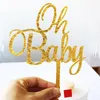 Świąteczne zapasy Oh Baby Cake Topper Glitter Gold Acryl Wedding for Kids Gilrs Birthday Party Dekoracje Prysznic