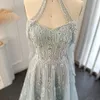 Vestidos de fiesta Sharon Said Luxury Dubai Light Blue Vestido de noche para mujeres Boda Elegante Off Árabe Vestidos formales SS418 230505