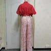 Women s T Shirt Wefad s Two Piece Sets Sexy Mid Sleeve Shirt Elgant Floral Print Wide Leg Pant High Streetwear 230504