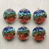 Collane con ciondolo Retro Reiki Healing Colorful Chips Stone Natural 7 Chakra Orgone Energy Tree Of Life Pendenti all'ingrosso 6 pz / lotto