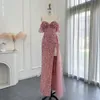 Partykleider Sharon Said Luxus Dubai Meerjungfrau Rosa Abend für Frauen Hochzeit Spaghettiträger Hochgeschlitzte Blaue Abendkleider SS356 230505