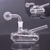 2 Styles Hookahs Mini Thick Glass Oil Burner Bong Tank Design Dab Rigs Recycler Ashcatcher Bubbler Smoking Water Pipe with 14mm Downstem Oil Burner Pipes