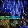 Cordas de LED 50 cm de meteoros de meteoros tira de férias de férias leves ao ar livre luzes fadas à prova d'água para a decoração de Natal da Garden Street. D dh6gi