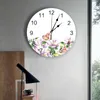 Horloges murales fleur papillon peint à la main Simple PVC horloge numérique Design moderne salon décor grande montre muet suspendu