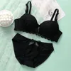 BRAS SET SEXY Women BH Set Lingerie Set Breattable Spets Underwear Suit Female Push Up Wireless New Bh Briefs Set Sweet Top and Panties 230505