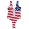 Costumi da bagno da donna Stampa bandiera americana Bikini da spiaggia da donna Sexy Biquini brasiliano a vita alta Donna Monokini Bikini Kawaii 230504