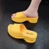 Slippers Ladies Thick Sole Summer Heightened Wedge Shoes Sandals Net Red Bathroom Casual Beach