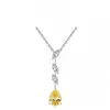 Kedjor Sterling Silver Necklace Högkvalitativ vattendropp Yellow Diamond ClaVicle Chain Ladies Holiday Ball Luxury Jewelry Giftchains