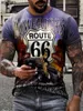 Men s t shirts 66 American Road Style t -shirt 3D Tryckt män kvinnor sportkläder harajuku trender casual kortärmad överdimensionerad t -shirt 230504