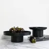 Decorative Plates Round Black White Decorative Tray Storage Organizer ABS Tray Fruit Perfume Cosmetic Tray Home Decor Plates Simple Storage Plate 230504