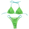 Traje de baño de dos piezas sexy para mujer Bikini verde Traje de baño de playa Triángulo Correas piscina de vacaciones Vendaje