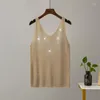 Women's Tanks Summer Diamond Studded Camisole Undershirt Female V-neck Outer Wear Inside The Ice Silk Thin Section Bottoming Shirt